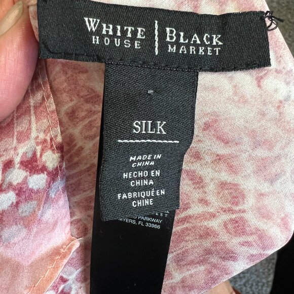 White House Black Market Rectangular Silk Scarf in shades of Ivory, Pink & Gray - Picture 12 of 14